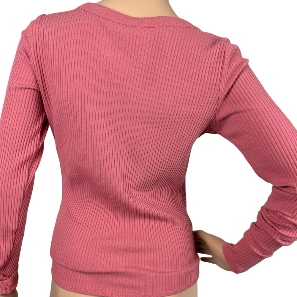 Hollister‎ Henley Button Down V-Neck Long Sleeve Shirt Medium Mauve Pink - Picture 3 of 12